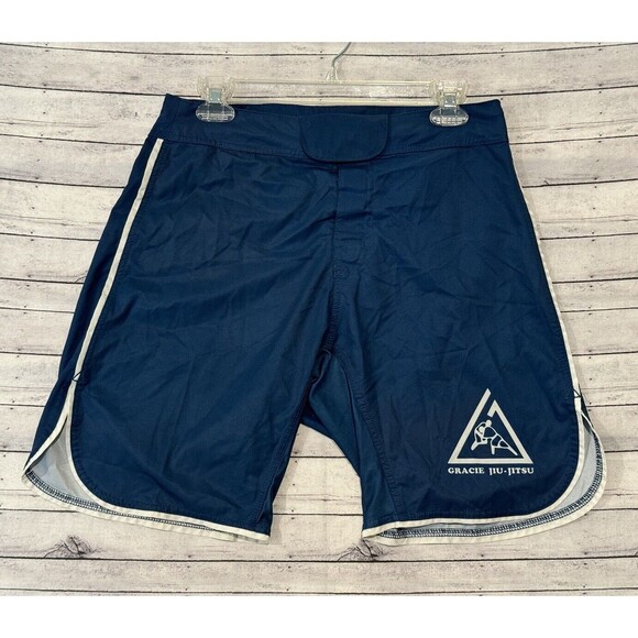GRACIE Mens Training Shorts Sz 30 Blue Jiu Jitsu MMA BJJ Fight Martial Arts 8” - Picture 1 of 16
